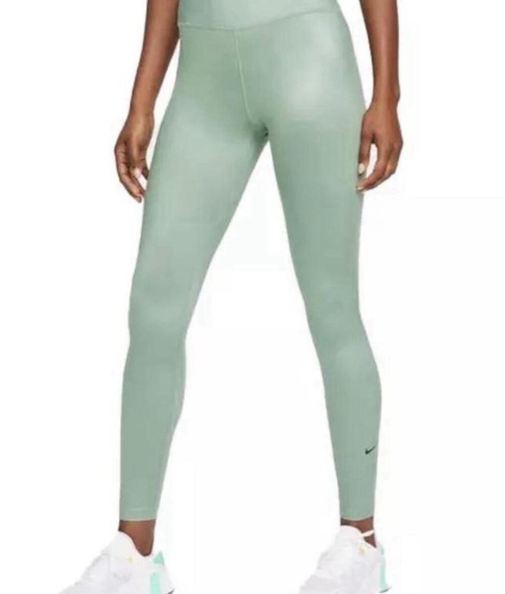 Nike Dri-Fit Leggings Women’s Size L Green High Rise Waistband Workout Athletic
